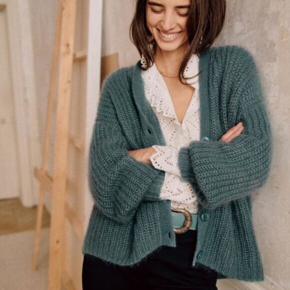 Sezane * Achille Cardigan * Sauge (Sage) * Size XS - Picture 2 of 8